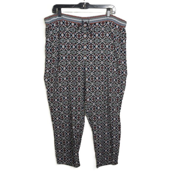 J. Jill Geo Print Drawstring Rayon Easy Ankle Pants 2X Boho Relaxed Fit - Picture 6 of 9